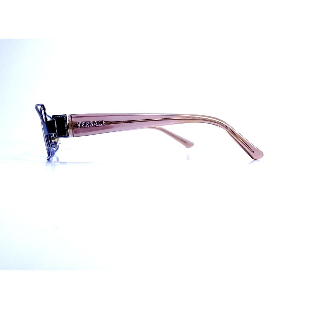 Versace Matte Purple Metal Rectangular Glasses Clear Pink Temple MOD 52 16 130 - Picture 3 of 8
